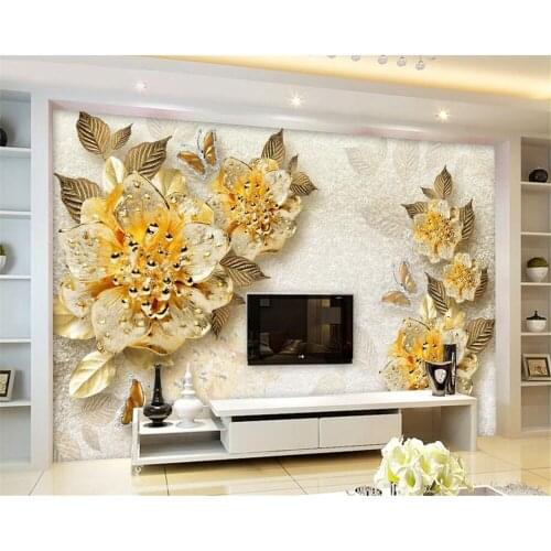 Beibehang Custom wallpaper mural gold high-grade diamond flower jewellery background mural wallpaper for walls 3 d papel pintado