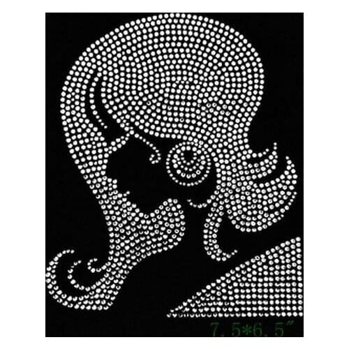 Free Shipping Bling bling crystal afro girl rhinestone transfer designs for garment