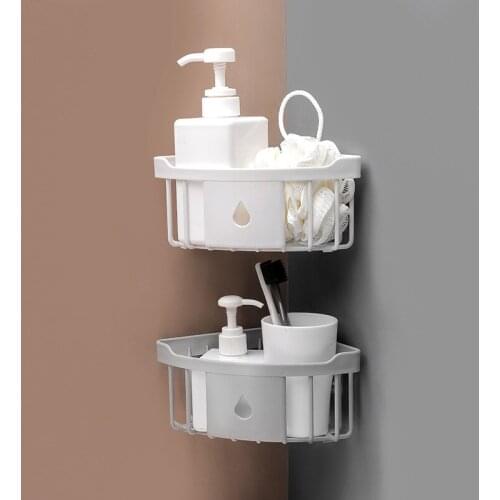 Free of Punch Corner Shelf Bathroom Non-trace Hanging Tripod Receives Aircraft Toilet Wash Gargle Bathroom Shelves