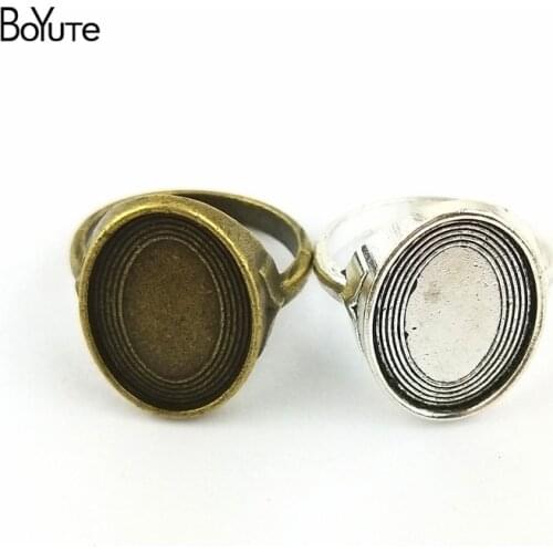 BoYuTe (40 Pieces/Lot) 18*13MM Cabochon Base Antique Bronze Silver Plated Tray Ring Setting Diy Jewelry Accessories Parts