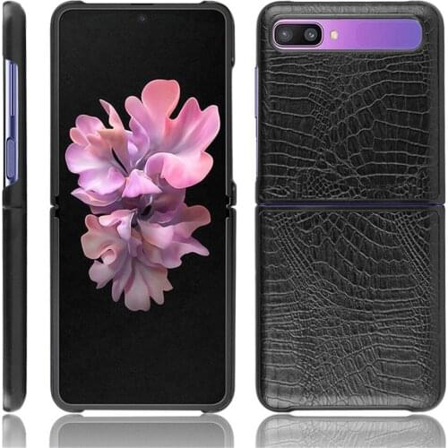 For Samsung Z Flip ZFlip Case Colored Crocodile Skin PU Leather Hard Back Cover Case For Samsung Galaxy Z Flip ZFlip Phone Bags