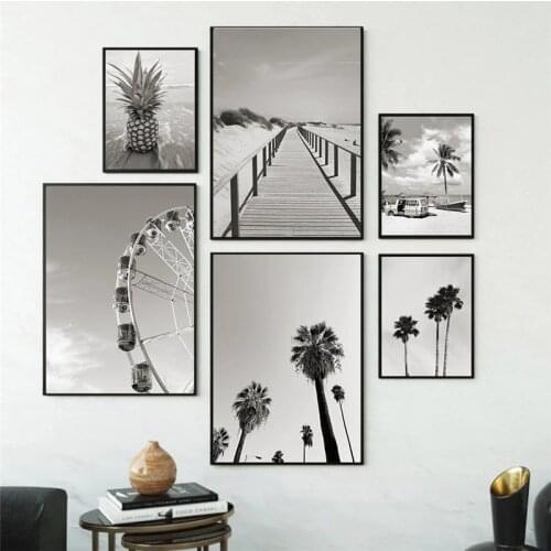 Home Decor Sandy Beach Scenery Picture Wall Art Canvas Painting Coconut Tree Poster And Print For Scandinavian Living Room Decor