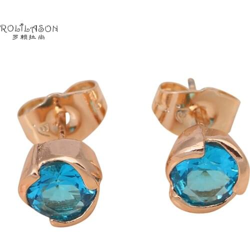 Fantastic fashion jewelry for women Blue Zircon Crystal Wholesale & Retail gold tone Stud Earrings JE827