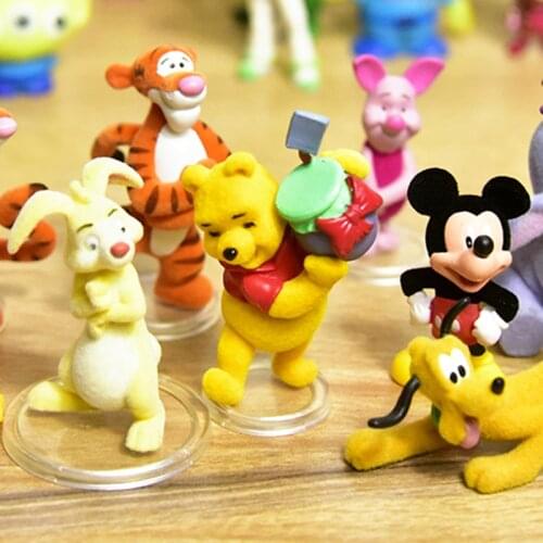 Disney Kawaii Cartoon Animal Bunny Rabbit Mickey Mouse Piglet Flocked Action Figure Dolls Toys Model Decoration Gift Kids Girls