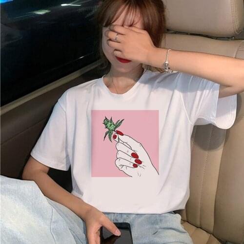 Summer Female T-shirt Casual Harajuku Hands and Rose Printed Tops Tees Short Sleeve T shirt For Women Clothing