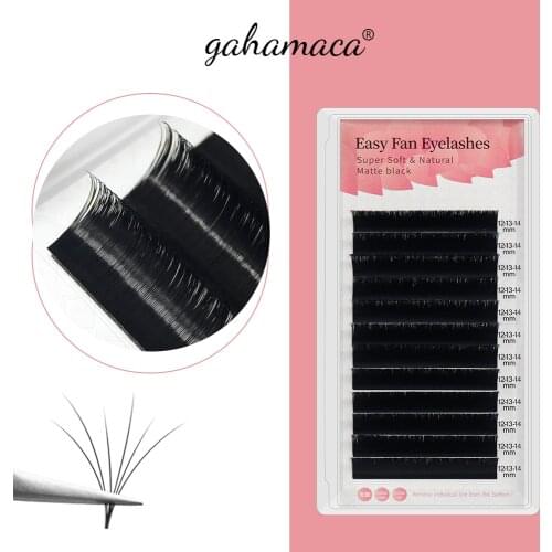 GAHAMACA Easy Fanning Eyelashes Extensions Fan Eyelash Bloom Flare Eye Lash Russian Lash Volume Cilia Silk Lash