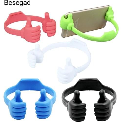 Besegad Flexible Thumb Table Tablet PC Mobile Cell Phone Mount Stand Holder Bracket for iPhone X 8 7 6 6S Plus Samsung Galaxy