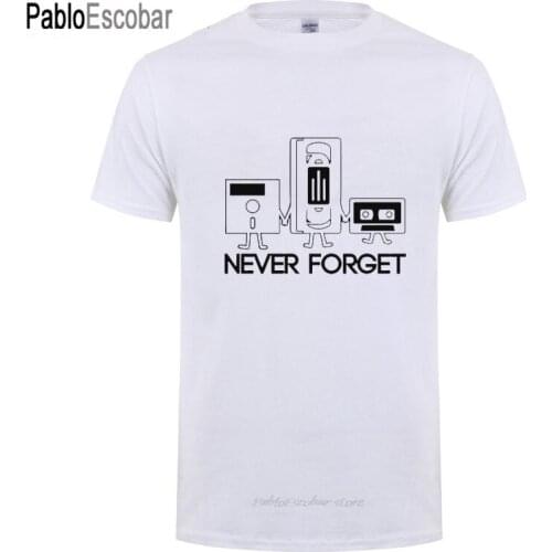 Humor Male Never Forget Floppy Disc VHS Cassette Tech Funny T Shirt For Men Short Sleeve O Neck Cotton Undershirts Tshirt Tee