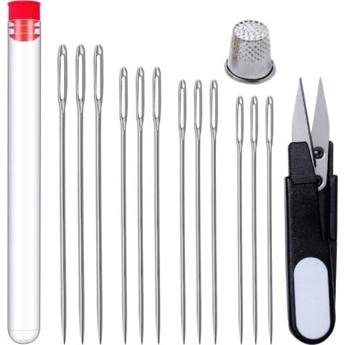 Dailylike Large Eye Sharp Sewing Needles Stainless Steel Hand Quilting Needles With Scissors Sewing Supplies Tool