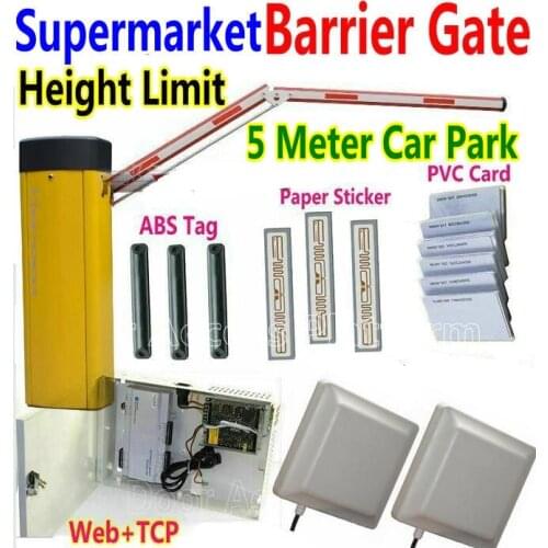 Supermarket Crank Arm Car Parking Barrier gate Entry+Exit Automatic UHF card RFID ABS tag+Sticker+Folding arm car controller kit
