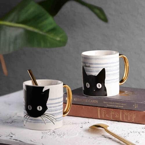 Mugs Milk Tea Cups Coffe Nordic Cat Ceramic Cute Cartoon White christmas Gift Drink кружка термокружка اكواب قهوه tazas café