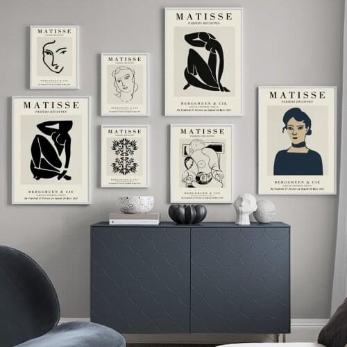 Matisse Abstract Black White Body Line Girl Nordic Vintage Poster Wall Art Print Canvas Painting Decor Pictures For Living Room