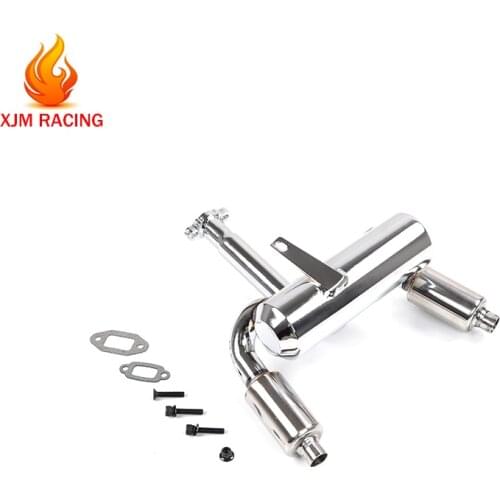 Metal Double Exhaust Pipe with Muffler Kit for 45CC Engine for 1/5 HPI ROFUN ROVAN KM BAJA 5B 5T 5SC SS TRUCK RC CAR TOYS PARTS