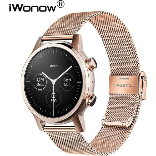 Milanese Stainless Steel Watchband for Moto 360 3rd Gen Quick Release Band Mesh Strap Moto 360 3 Smartwatch Wristband Rose Gold
