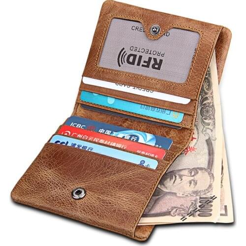 Fashion Men Wallets RFID Genuine Leather Wallet And Purse for Man Male Retro Short Card Bags Carteira Masculina Wholesale