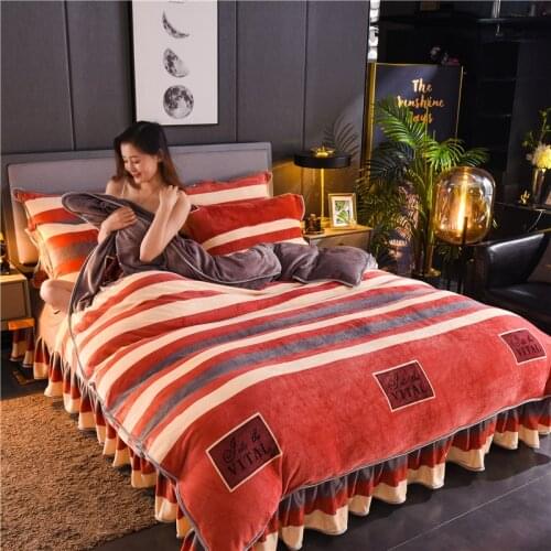 Milk gold velvet four-piece set of Falle velvet coral velvet bed dress double-sided Falete velvet bed linen