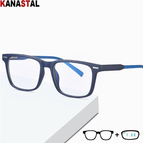 Mens Anti-Blue-ray Light Blocking Glasses Women TR90 Square Frame Computer Eyeglass Hyperopia Myopia Reading Eyewear 1.56 Lens