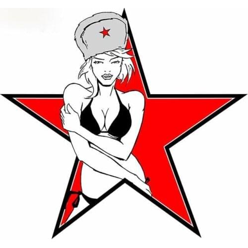 Fashion for Red Star Girl Car Decal Interesting Car Stickers Funny Graffiti Sticker Vinyl Material for JDM SUV 13cm X 12.4cm