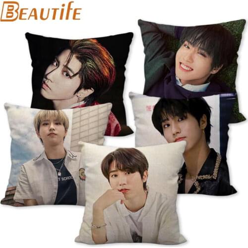 Custom Han Jisung Stray Kids KPOP Pillowcase Wedding Decorative Cotton Linen Pillow Case For Home Pillow Cover 45X45cm One Side