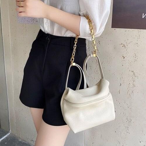 2021 New Niche Womens Bag Soft Lychee-print Cowhide Dumplings Shoulder Slanted Crossbag