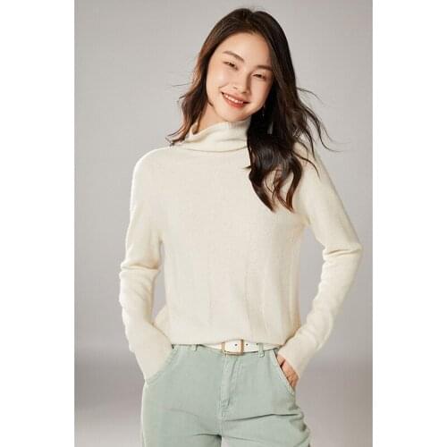 Autumn winter ladies high neck knitted cashmere sweater basic slim pullover long sleeve loose top wool bottoming shirt new 2021