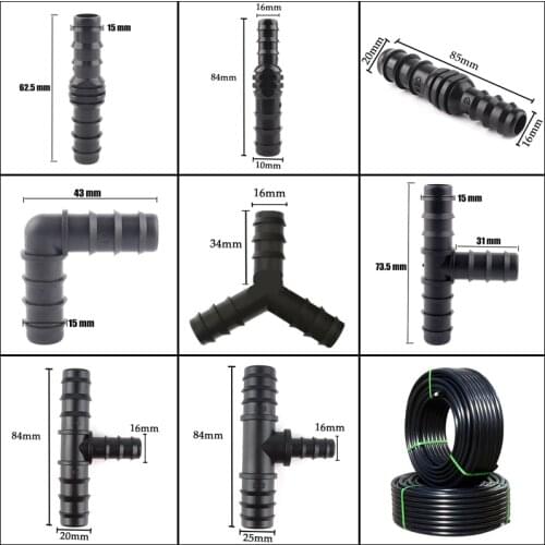 5Pcs 16 To 20 25mm PE Pipe Connectors Garden Watering Hose Straight Connector Agricultural Irrigation fittings Reducer Adapter