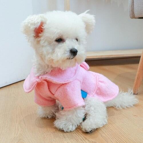Pet Dress Turndown Collar Dress-up Skin-friendly Pet Dogs Cats Banny-shaped Princess Dress for Winter Keep Warmth Two-leg Skirt