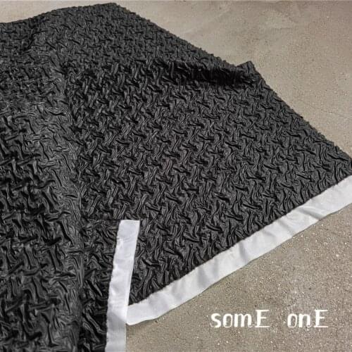 Pleated Bubble Fabric Black Triangle Texture Concave Convex DIY Patchwork Crafts Decor Clothes Dress Creative Designer Fabric