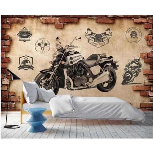 Custom mural 3d photo wallpaper Trendy 3D Brick Wall Motorcycle home decor in the living room wallpaper for wall 3 d in rolls