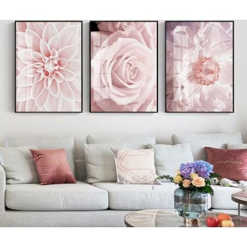 Nordic Plant Flower Rose Succulents Canvas Painting Sofa Background Wall Frameless Picture Poster Living Room Home Decoration