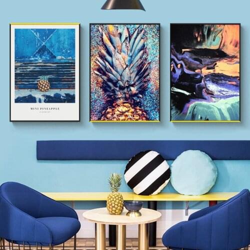 Nordic Abstract Planet Fantasy Pineapple Fruit Canvas Oil Painting Colorful World Poster Home Kids Room Decoration Wall Picture