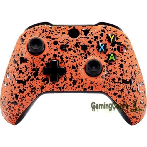 EXtremeRate Custom Textured Orange Front Housing Shell Cover Replacement Cover for Xbox One S One X Controller