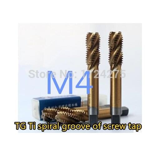 Brand new 10PCS TG M4*0.7 yellow coated high speed steel machine taps spiral groove machine tap
