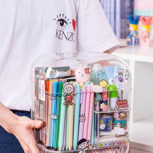 Large Capacity Pencil Storage Case Container Makeup Organizer Box Desktop Sundries Storage Box Stationery Box School