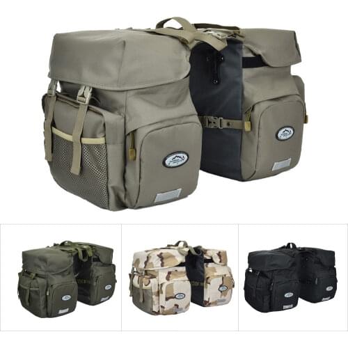 50L 600D Nylon MTB Road Bike Rear Rack Double Side Bicycle Bag Tail Seat Pannier Pack with Rain Cover Large Bike Accessories