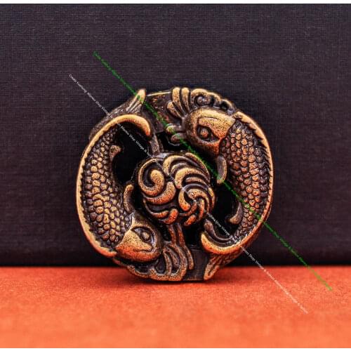 10pcs 30mm Antique Brass Double Lucky Koi Fish Concho Screwback For Leathercraft Hardware Wallet Belt Keyring Case Decor
