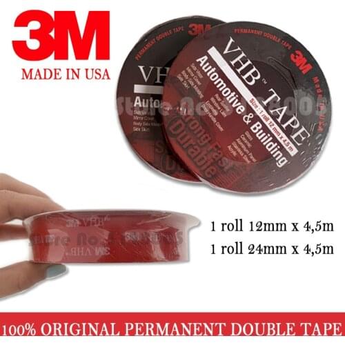 100% Original 3M VHB Acrylic Foam Tape Permanent Double Sided Tape 24/12mm x 4.5m Automotive & Building/Rear Spoiler Made in USA