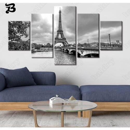 Landscape 5 Piece Posters and Prints Wall Art Decorative Canvas Painting Natural Scenery In Paris Picture Modern Home Decoration