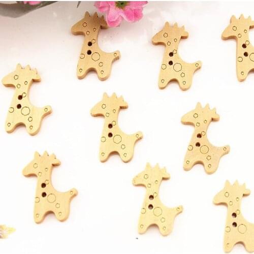 500 pcs of Giraffe Natural color sewing on children Wooden Buttons cabochons - 19mmx25mm