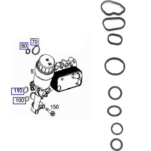 8PCS one set Oil cooler seal OM651 6511801310 6511800665 6511800810