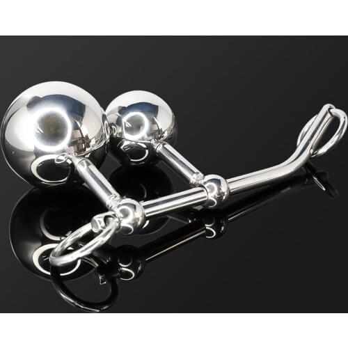 Stainless Steel Double Ball Anal Plug Anal Hook Adjustable Anal Beads G Spot Masturbator Vaginal BDSM Sex Toys for Couple