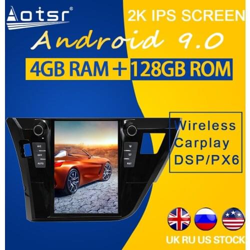4+128GB For Toyota Corolla 2014-2016 Android 9.0 Tesla style Vertical screen Car GPS Navigation Multimedia Player Radio
