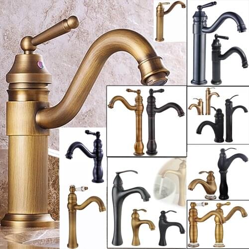 Free Shipping Biggers Black Color Antique Brass Bathroom Basin Faucet Single Handle Cold And Hot Water Mixer