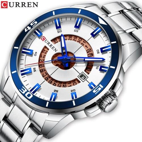 Top Luxury Brand CURREN 2019 New Men Watch Fashion Creative Big Dial Stainless Steel Watch Casual Waterproof Date Display Clock