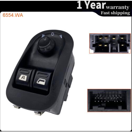 Electric Power Master Window Lifter Switch Panel Mirror Control Push Button 6554.WA for Peugeot 206 207 306 Auto Parts Z083