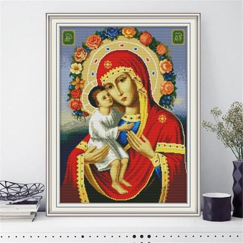 HUACAN Cross Stitch Embroidery Religion Portrait Needlework Sets For Full Kits White Canvas DIY Figure Home Decor 14CT