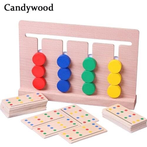 Montessori Wooden Four Colors Matching Game Logical Reasoning Training Kids Early Educational Toys Baby Children Learning Toys