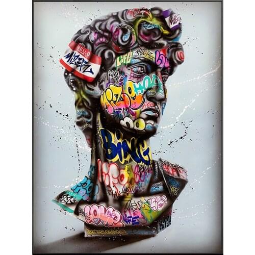 David Sculpture Canvas Painting Colorful Street Graffiti art Poster and Prints Abstract bottle Wall art Pictures for Living Room