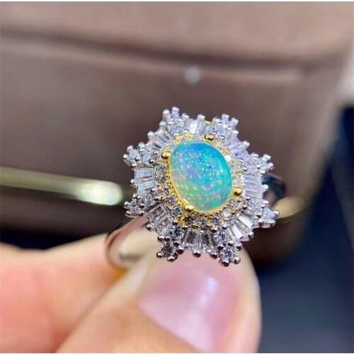 Classic silver opal ring for wedding excellent brilliance natural opal gemstone ring solid 925 sterling silver opal ring gift