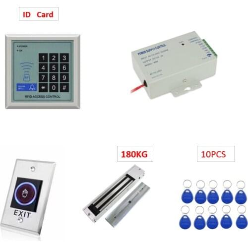 Access Control + Electromagnetic lock 180KG + Infrared switch + Door bell+ID Card+ID Key+Power Supply
